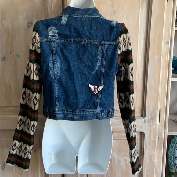 Free People Destroyed Denim Jean Jacket Women’s Small - Picture 6 of 8